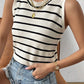 Striped Round Neck Knit Vest