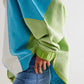 High-Low Exposed Seam Contrast Long Sleeve Sweatshirt