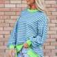 High-Low Striped Long Sleeve Sweatshirt