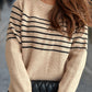 Striped Round Neck Long Sleeve Sweater