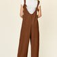 Double Take Full Size Texture Sleeveless Wide Leg Jumpsuit