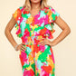 Haptics Abstract Floral Smocked Waist Romper