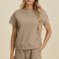 Double Take Full Size Texture Short Sleeve Top and Shorts Set