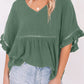 V-Neck Flounce Sleeve Babydoll Blouse