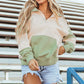 Color Block Quarter Snap Long Sleeve Sweatshirt