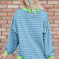 High-Low Striped Long Sleeve Sweatshirt