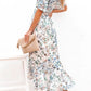 High-Low Printed Surplice Flutter Sleeve Midi Dress