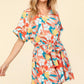 Haptics Tropical Floral Short Sleeve Tied Romper