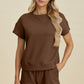 Double Take Full Size Texture Short Sleeve Top and Shorts Set