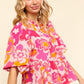 Haptics Full Size Frill Floral Puff Sleeve Blouse