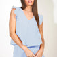 Ruffled V-Neck Cap Sleeve and Shorts Set