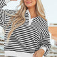 Striped Dropped Shoulder Long Sleeve Sweatshirt