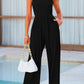 Mock Neck Sleeveless Wide Leg Jumpsuit