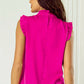 Ruffled Mock Neck Cap Sleeve Blouse