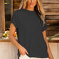 Exposed Seam Round Neck Short Sleeve T-Shirt