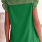 Ruffled Color Block Round Neck Cap Sleeve Blouse