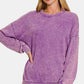 Zenana Washed Round Neck Dropped Shoulder Sweatshirt