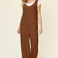 Double Take Full Size Texture Sleeveless Wide Leg Jumpsuit