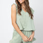 Ruffled V-Neck Cap Sleeve and Shorts Set