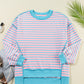 High-Low Striped Long Sleeve Sweatshirt