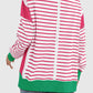 Slit Exposed Seam Striped Long Sleeve Sweatshirt