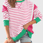 Slit Exposed Seam Striped Long Sleeve Sweatshirt