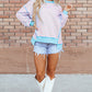 High-Low Striped Long Sleeve Sweatshirt