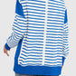 Slit Exposed Seam Striped Long Sleeve Sweatshirt