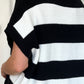 Double Take Full Size Striped V-Neck Short Sleeve Sweater