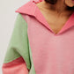 High-Low Exposed Seam Contrast Long Sleeve Sweatshirt