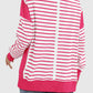 Slit Exposed Seam Striped Long Sleeve Sweatshirt