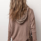 Pocketed Half Button Long Sleeve Hoodie