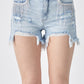 RISEN Frayed Hem Denim Shorts with Fringe Detail Pockets