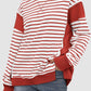 Slit Exposed Seam Striped Long Sleeve Sweatshirt