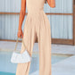 Mock Neck Sleeveless Wide Leg Jumpsuit