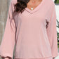 Texture V-Neck Long Sleeve Sweatshirt