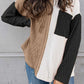 Full Size Color Block Cable-Knit Tops