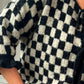 Double Take Tied Checkered Dropped Shoulder Flounce Sleeve Cardigan