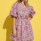 And The Why Full Size Floral Surplice Puff Sleeve Dress