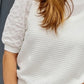 Eyelet Round Neck Half Sleeve Blouse