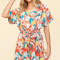 Haptics Tropical Floral Short Sleeve Tied Romper