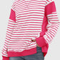 Slit Exposed Seam Striped Long Sleeve Sweatshirt