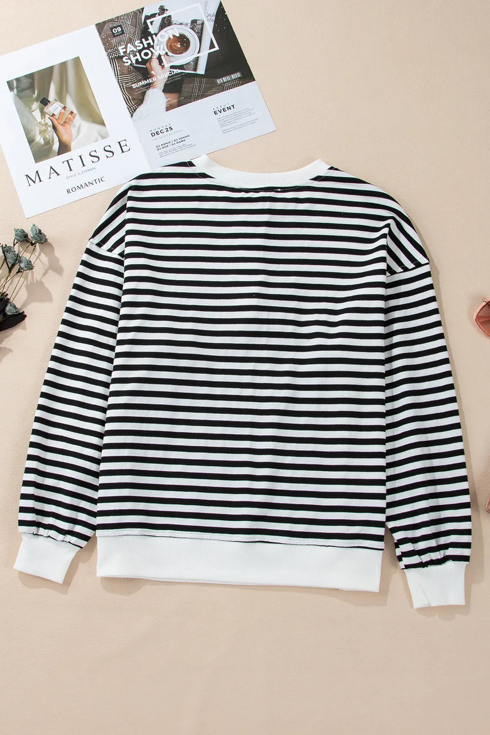 Striped Dropped Shoulder Long Sleeve Sweatshirt