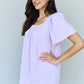 Ninexis Keep Me Close Square Neck Short Sleeve Blouse in Lavender
