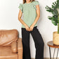 Double Take Pleated Detail Flutter Sleeve Blouse