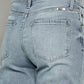 Kancan High Waist Raw Hem Cropped Wide Leg Jeans