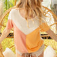 BiBi Round Neck Color Block Short Sleeve T-Shirt