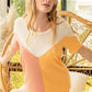 BiBi Round Neck Color Block Short Sleeve T-Shirt