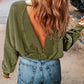 Double Take Round Neck Open Back Sweatshirt