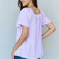 Ninexis Keep Me Close Square Neck Short Sleeve Blouse in Lavender